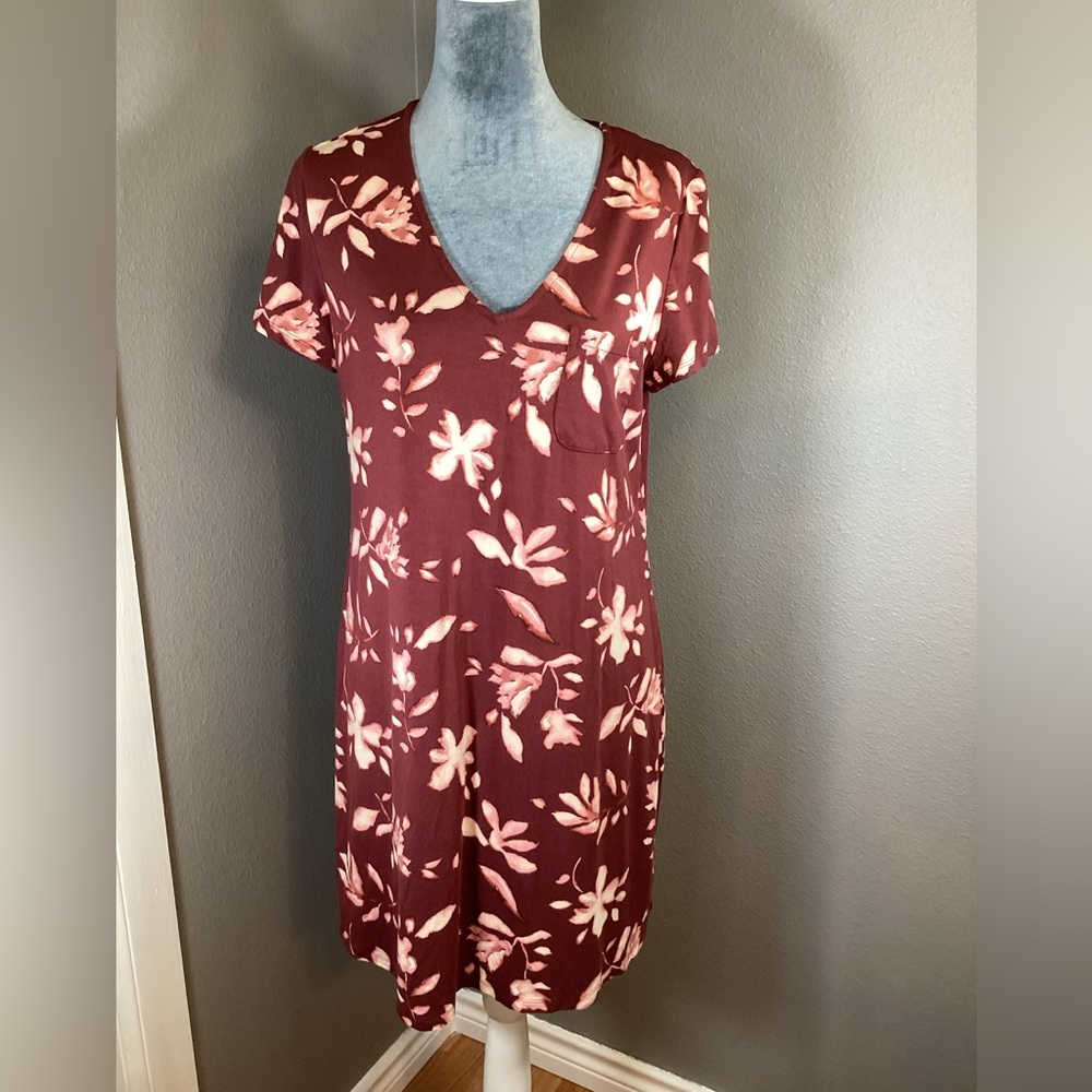 SOMA Cool Nights Sleep Shirt Budding Romance Vermillion Print Size M
